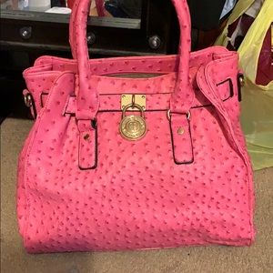 Pink ostrich bag